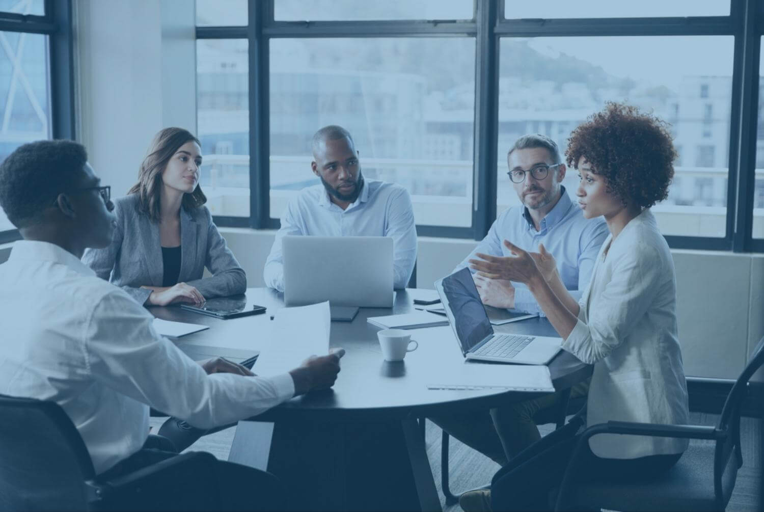 group collaborating at a table